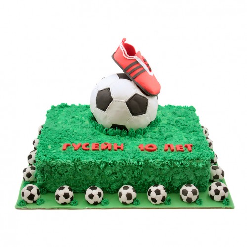 Детский торт футбольное поле с мячом