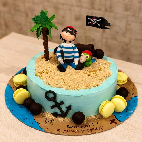 Торт с пиратом под пальмой