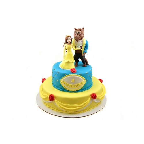 Детский двухъярусный торт Красавица и Чудовище