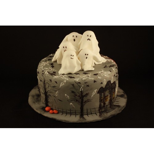 Торт с художественной росписью на Хеллоуин