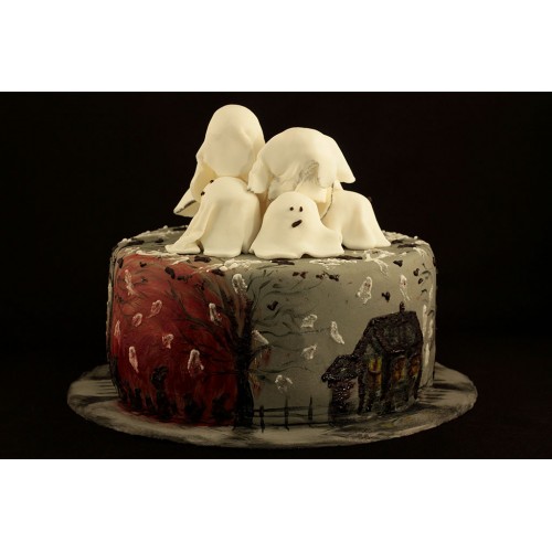 Торт с художественной росписью на Хеллоуин