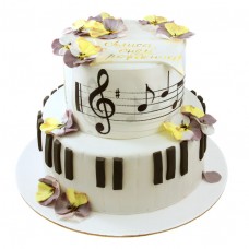 Торт с нотами и цветами