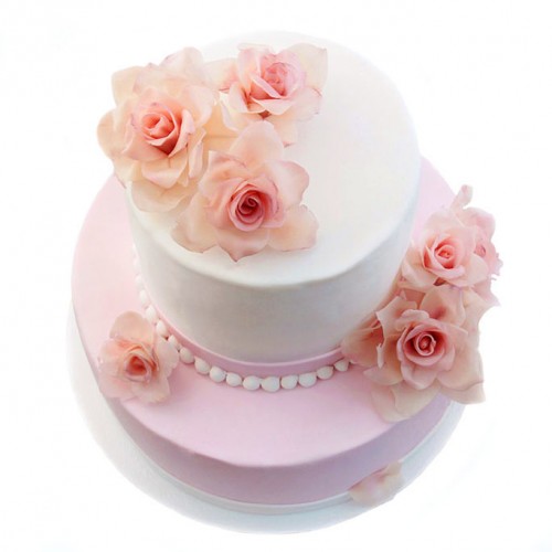 Свадебный торт с розами из мастики 