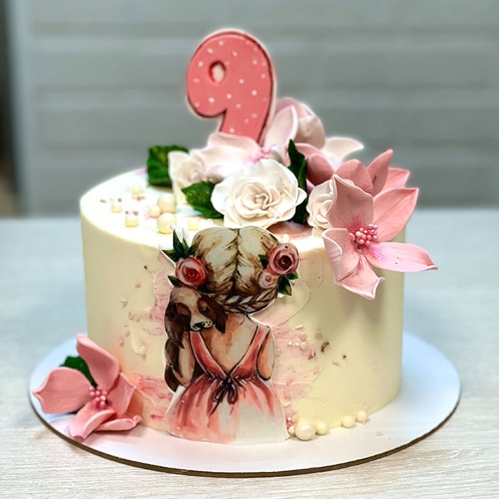 Торт с цветами для девочки