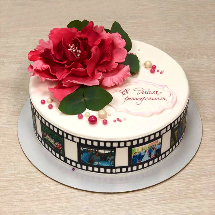 Торт с фото и цветами